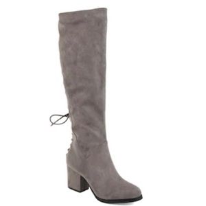 Journee Collection Leeda Gray Faux Suede Over-The-Knee Boots NWT Extra Wide Calf